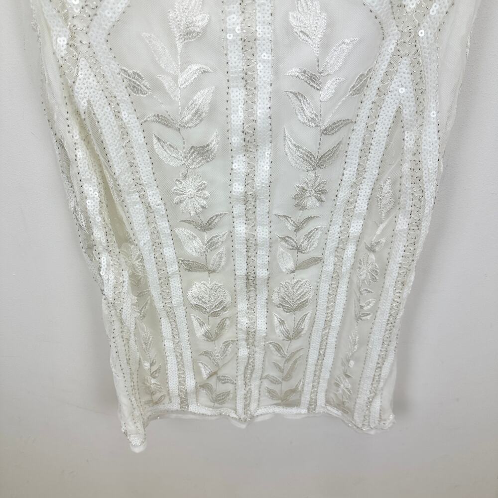 Lulus Alluring Interest White Sequin Embroidered Sleeveless Midi Dress Small NWT - Picture 8 of 13